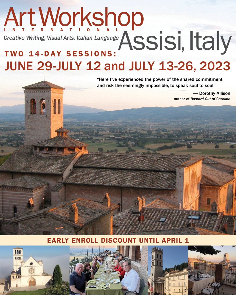 ArtWorkshopIntl's tweet photo. This summer take a workshop in Assisi Italy. Early enrollment discount until April 1. 
https://t.co/7BpmovjJCY https://t.co/Py21XsqP68
