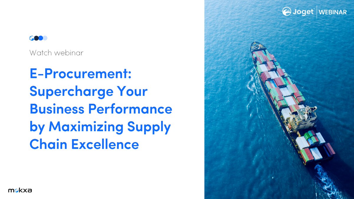 Watch the <a href="/jogetworkflow/">Joget, Inc.</a> webinar featuring experts from Mokxa and #GeneraliRealEstate, as they discuss how you can leverage the Mokxa's #eProcurement framework to maximize the procurement aspect of your #SupplyChain and supercharge business performance.

👉bit.ly/3ngO2Gq