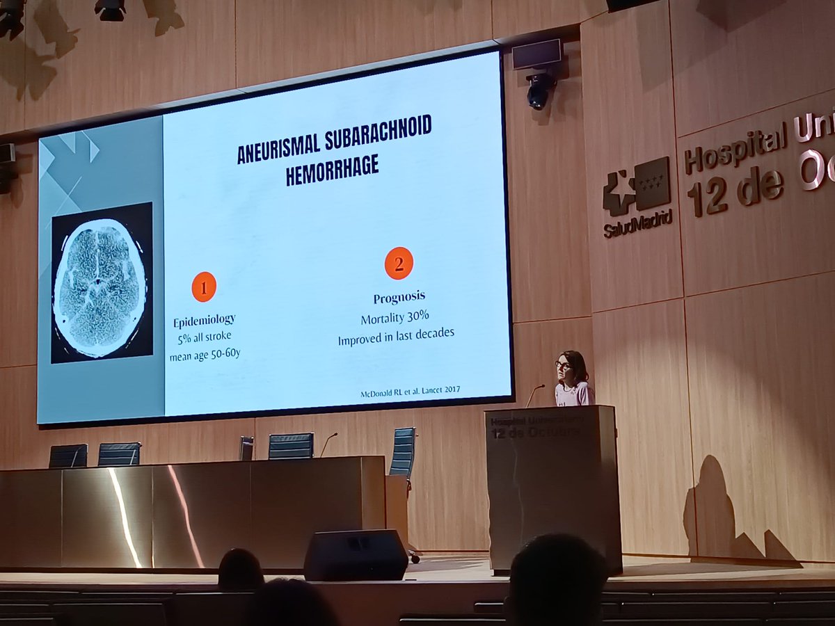 Today at the 2nd conference of <a href="/Ricors_Ictus/">Ricors-Ictus</a> Elisa Cuadrado presents our line of research in #genetics and #epigenetics of aneurismal subarachnoid hemorrhage #asah