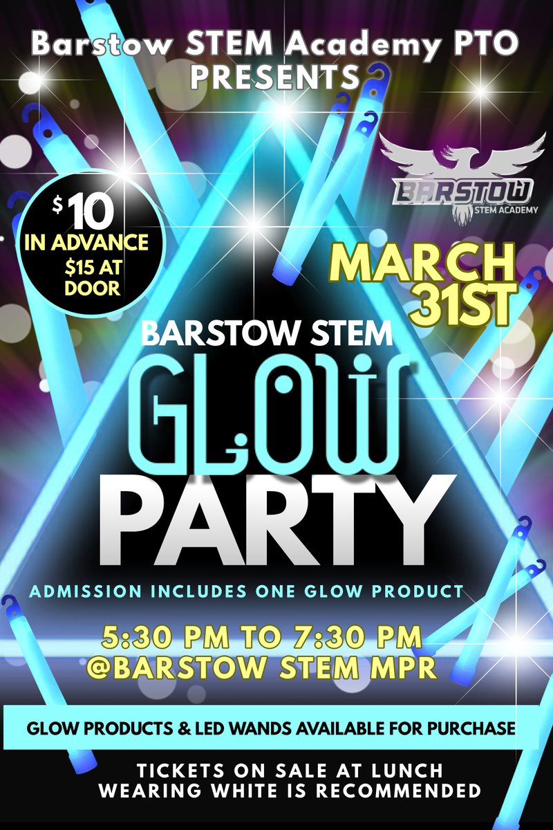BarstowSTEM's tweet photo. GLOW PARTY! https://t.co/dj4wv8qRI8