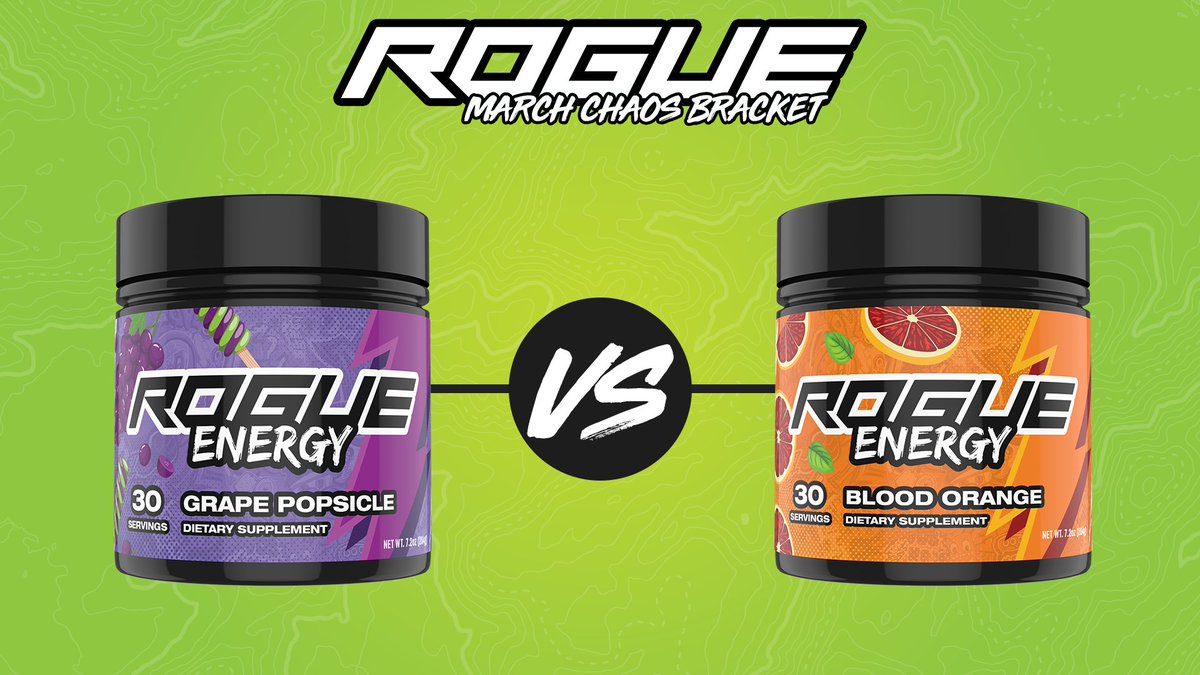 TheRogueEnergy's tweet photo. Game 1 Round 2 of the #RogueBracketChallenge Tub Division. We have Grape Popsicle taking on Blood Orange #RogueEnergy. https://t.co/LytCKKksBB