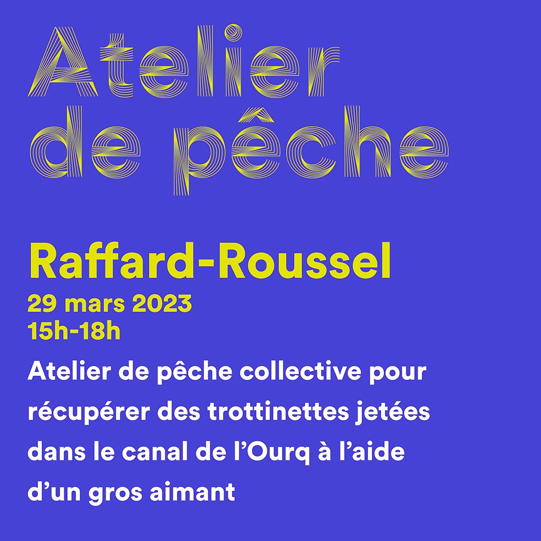 EURArTeC's tweet photo. #Événement
Atelier de pêche à l'aimant
🗓 Mercredi 29 mars - 15h à 18h
📍 Canal de l'Ourcq

Informations et inscription👉 https://t.co/JdgkMVRoLQ

#ourcq #trotinette #pêche #aimant

@ParisLumieres @UnivParis8 @UParisNanterre @UPN_Recherche https://t.co/k9Q6kc74Wn