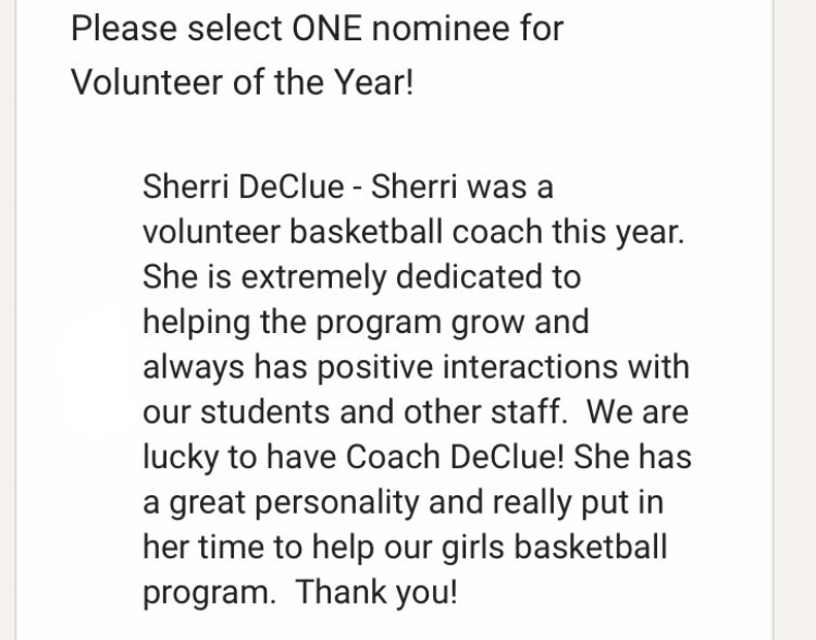 NPGrizzliesGBB's tweet photo. Shoutout to my assistant Coach DeClue on the nomination for Volunteer of the Year at North Point HS. She volunteered countless hours this year &amp; continues to help build the 🏀program at NPHS. Thank you isn’t enough, but we appreciate your time coach and I’m thankful for the help! https://t.co/ro71SzPbzF