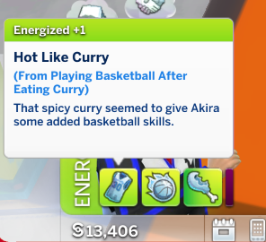 onlyabidoang's tweet photo. Fun fact: In The Sims 4 City Living, if you eat curry and play basketball right after, you'll get a special energized buff that boosts your basketball skill. This is a reference to Stephen Curry, a pro basketball player. The jersey number in the icon also matches his number. https://t.co/TwVZkO3Gm7