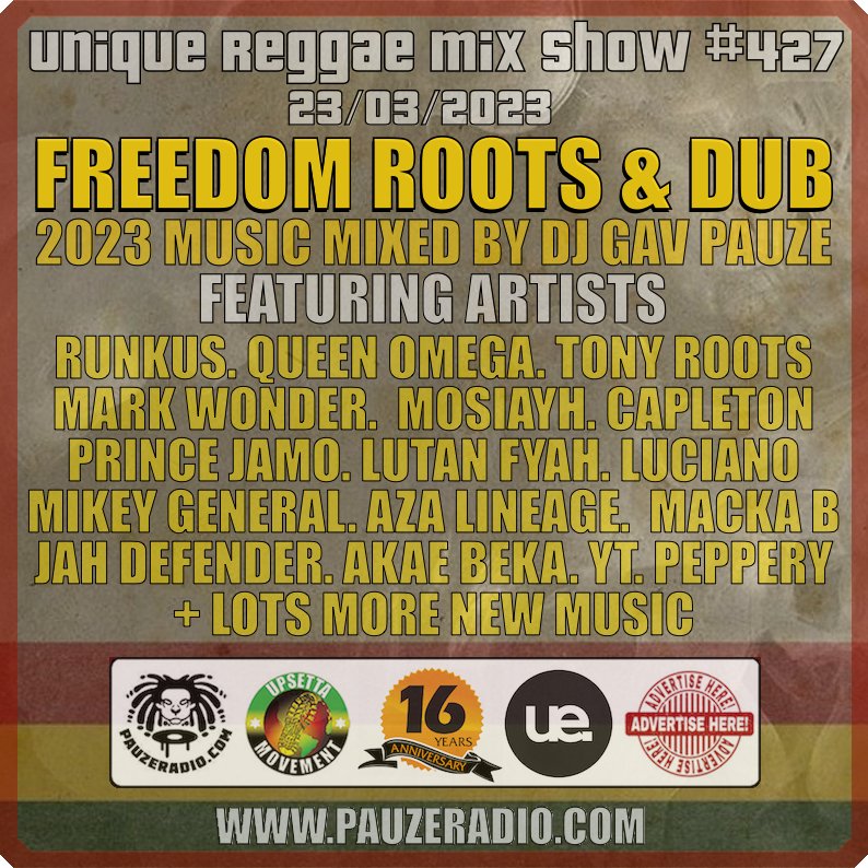 New episode of the 'Unique Reggae Mix Show' Freedom Roots & Dub 2023: Stream here ➡️ pauzeradio.com/reggae-mix-sho… Selected, mixed & produced by DJ @Gav_Pauze #ReggaeMusic #Reggae #Roots #Culture #Dub #NewMusic #Vinyl #records #vinylrecords #Pauzeradio