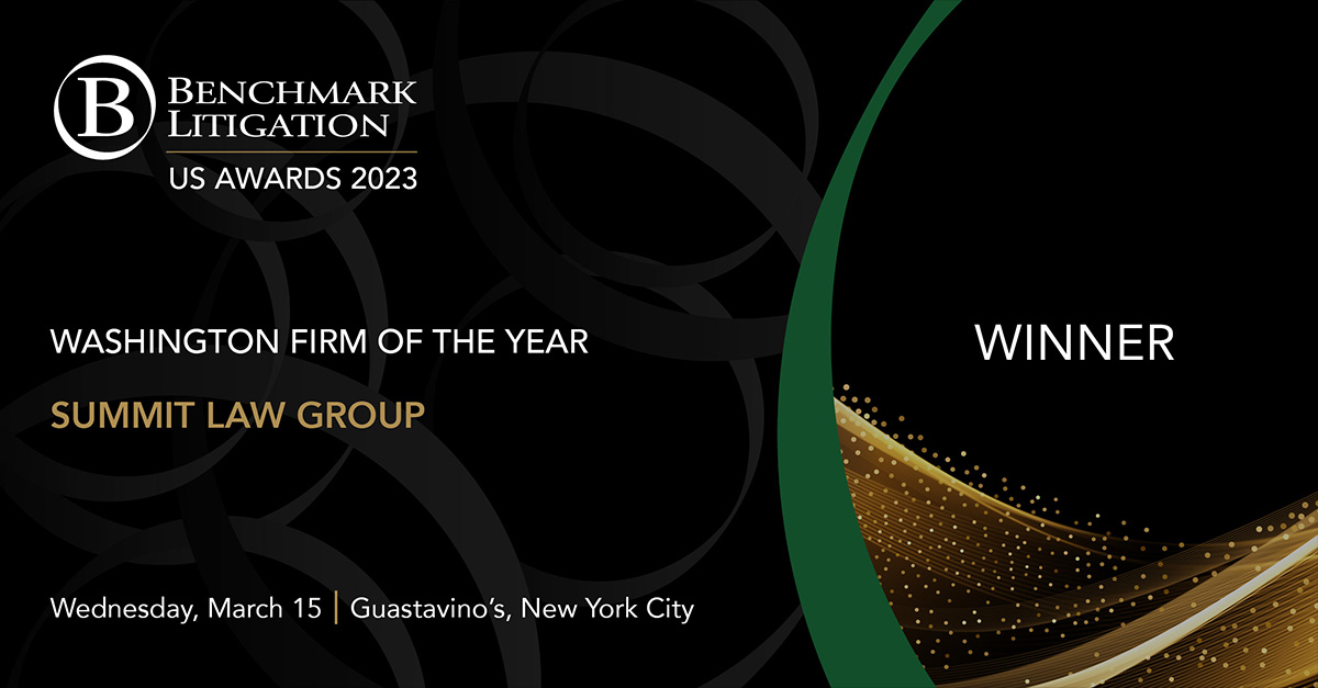 BenchLitigation's tweet image. Our heartiest congratulations go out to Summit Law Group! The firm bagged the Washington Firm of the Year award at the Benchmark Litigation US Awards 2023 earlier this month!

#BenchmarkUSAwards2023 #BenchmarkLitigation