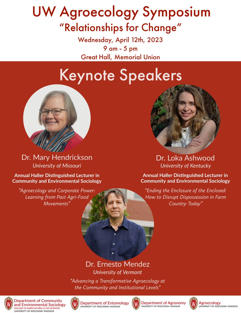 UWMadAgronomy's tweet photo. Join us on April 12th for the Agroecology Symposium! @UW_Hort @UWMadisonCALS https://t.co/6HttMmF7Zi