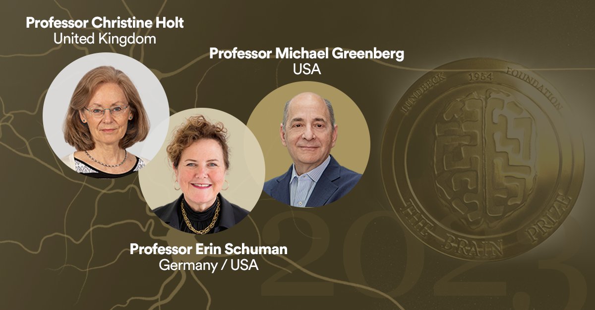 The Brain Prize (@brainprize) on Twitter photo Congratulations to The Brain Prize winners of 2023: Professors Michael Greenberg, Christine Holt and <a href="/erin_schuman/">Erin schuman</a>.
They have done pioneering work on molecular mechanisms of brain development and plasticity
Read: lundbeckfonden.com/en/pioneering-…
#TheBrainPrize #BrainPrize23 #neuroscience Congratulations to The Brain Prize winners of 2023: Professors Michael Greenberg, Christine Holt and <a href="/erin_schuman/">Erin schuman</a>.
They have done pioneering work on molecular mechanisms of brain development and plasticity
Read: lundbeckfonden.com/en/pioneering-…
#TheBrainPrize #BrainPrize23 #neuroscience