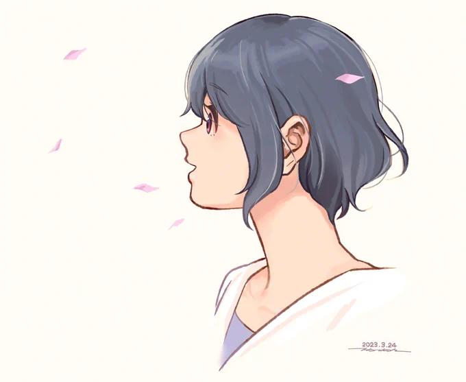 志摩咲さんを横から描く 