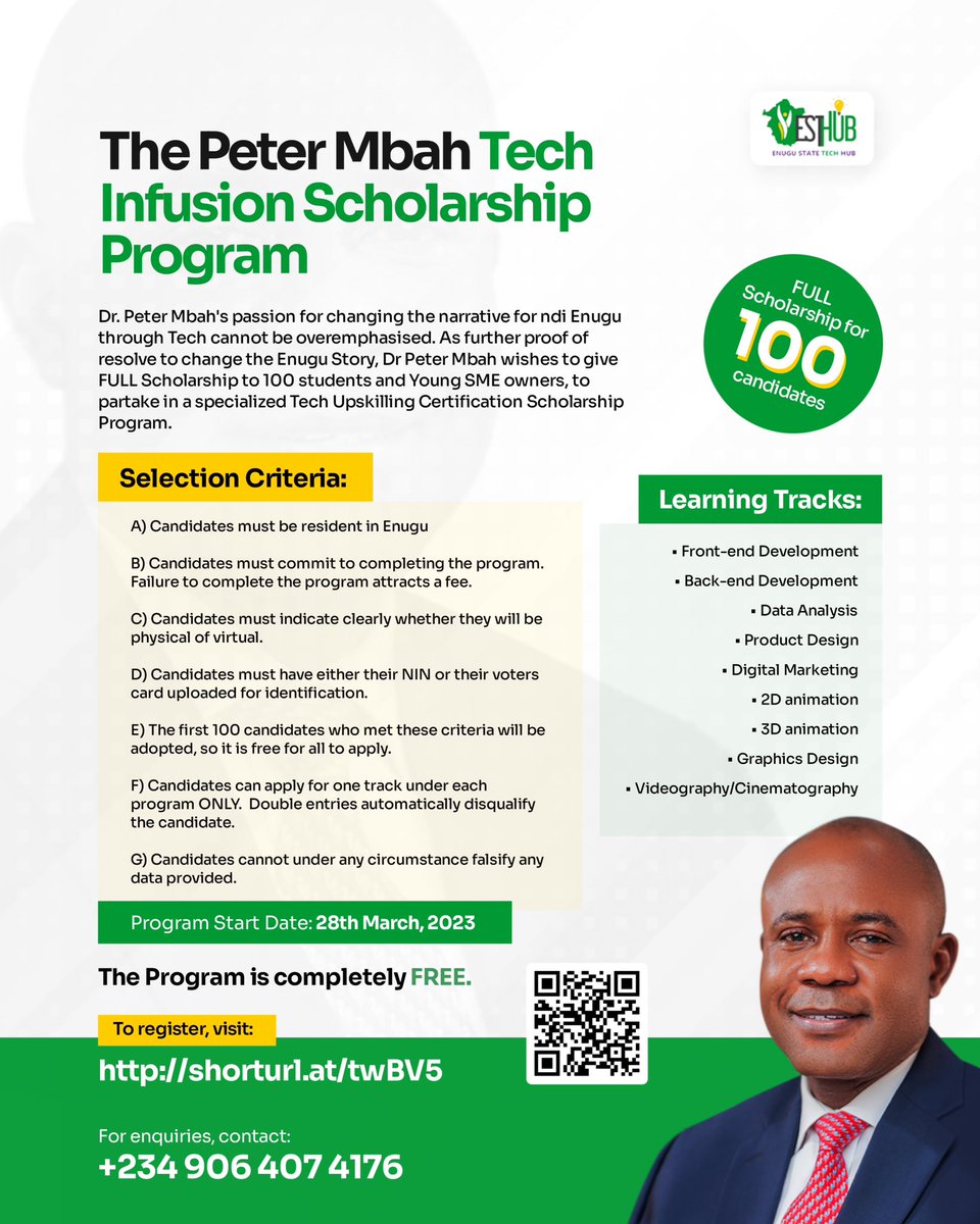 enugustechhub's tweet photo. PS: The program is free.
#enugustatetechhub #ESTHUB #petermbah #Tech https://t.co/Ph4I5Z3rdC