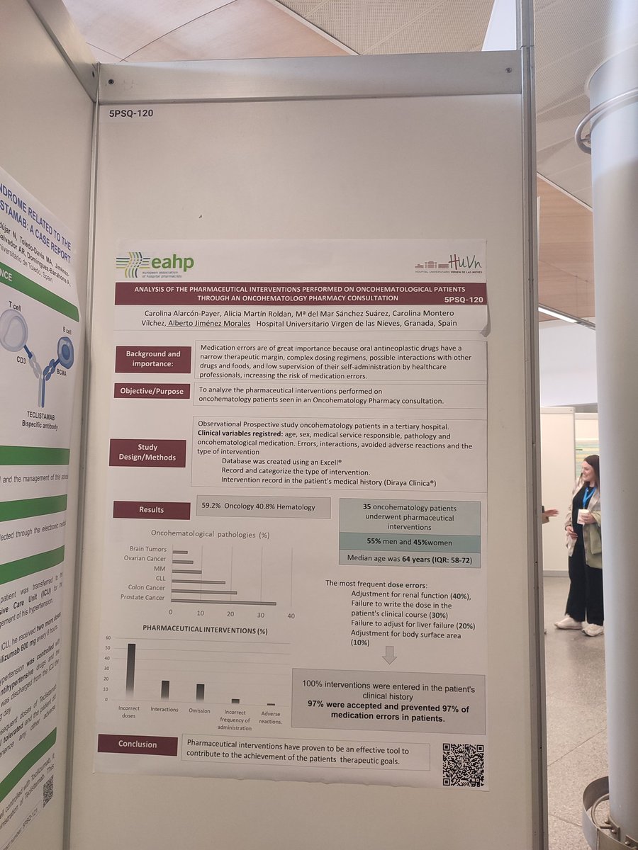 El área de oncohematología de Farmacia de <a href="/hospital_hvn/">HUVN</a> representada en el #EAHP2023 <a href="/capayer/">Carolina Alarcón Payer</a> #Lisbon