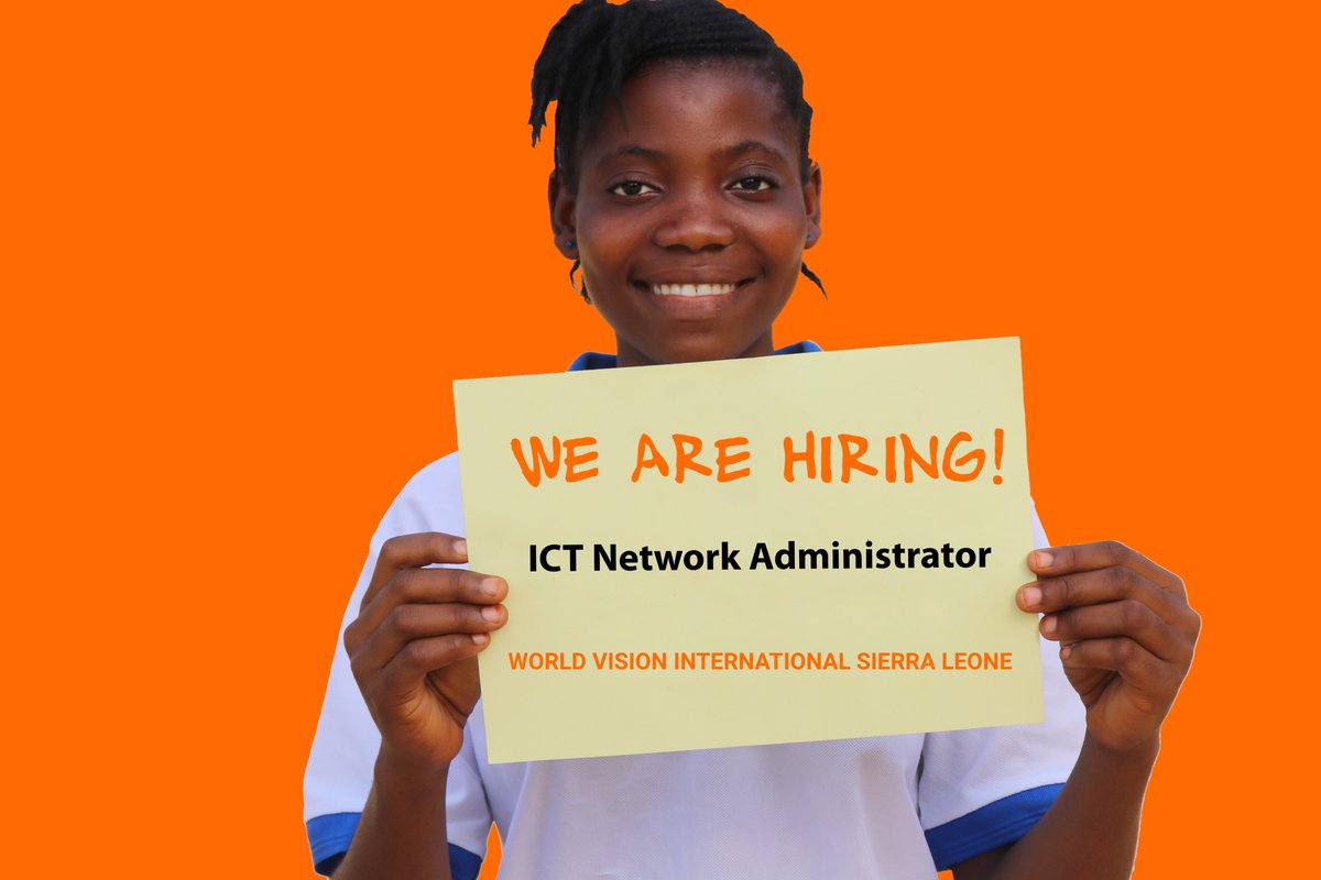 WVSierraLeone's tweet photo. WE ARE HIRING!
Interested in an exciting and fulfilling ICT Network Administrator job?

Join us at World Vision International Sierra Leone and share with us the joy of transforming vulnerable children’s life. 

Apply using the link below. 
https://t.co/bRMfm50Hx7 https://t.co/Vxn8bRrd1h