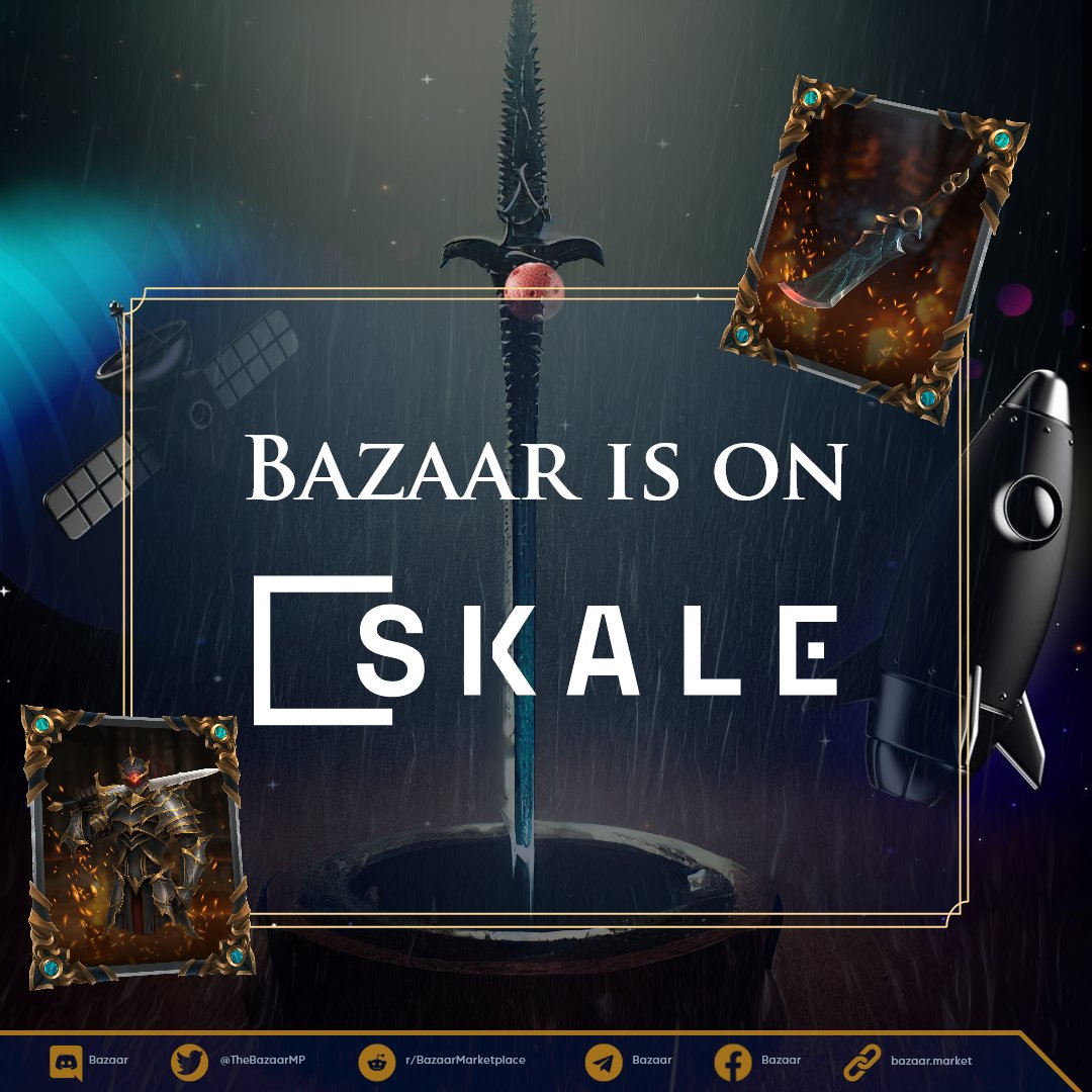 🛒Looking to arm yourself with some top-notch #CryptoBlades NFTs? 

⚔️Look no further than the Bazaar on <a href="/SkaleNetwork/">SKALE</a>! With buying and selling made easy, you can build your collection easily. 

🛡️ Head to the Bazaar now!
👉 discord.gg/zcxFz6bftB