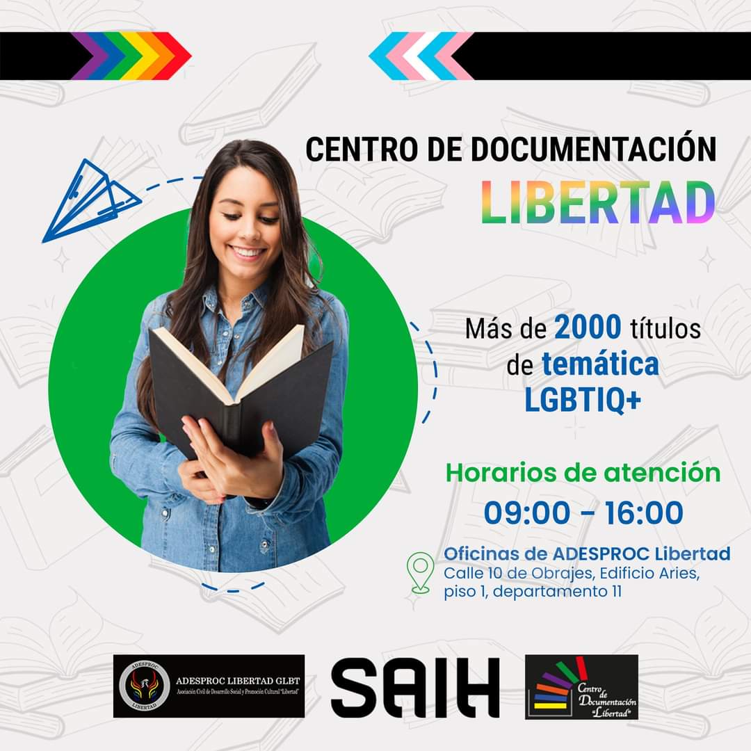 ADESPROC's tweet photo. ¿Necesitas recursos bibliográficos para realizar tus trabajos de investigación con temática LGBTI? Te invitamos a visitar el "Centro de Documentación Libertad".

¡Lxs esperamos!

#library #bibliotecalibertad #INFORMACION #LGBTI #ADESPROCLIBERTAD https://t.co/yzGZsPuS4n