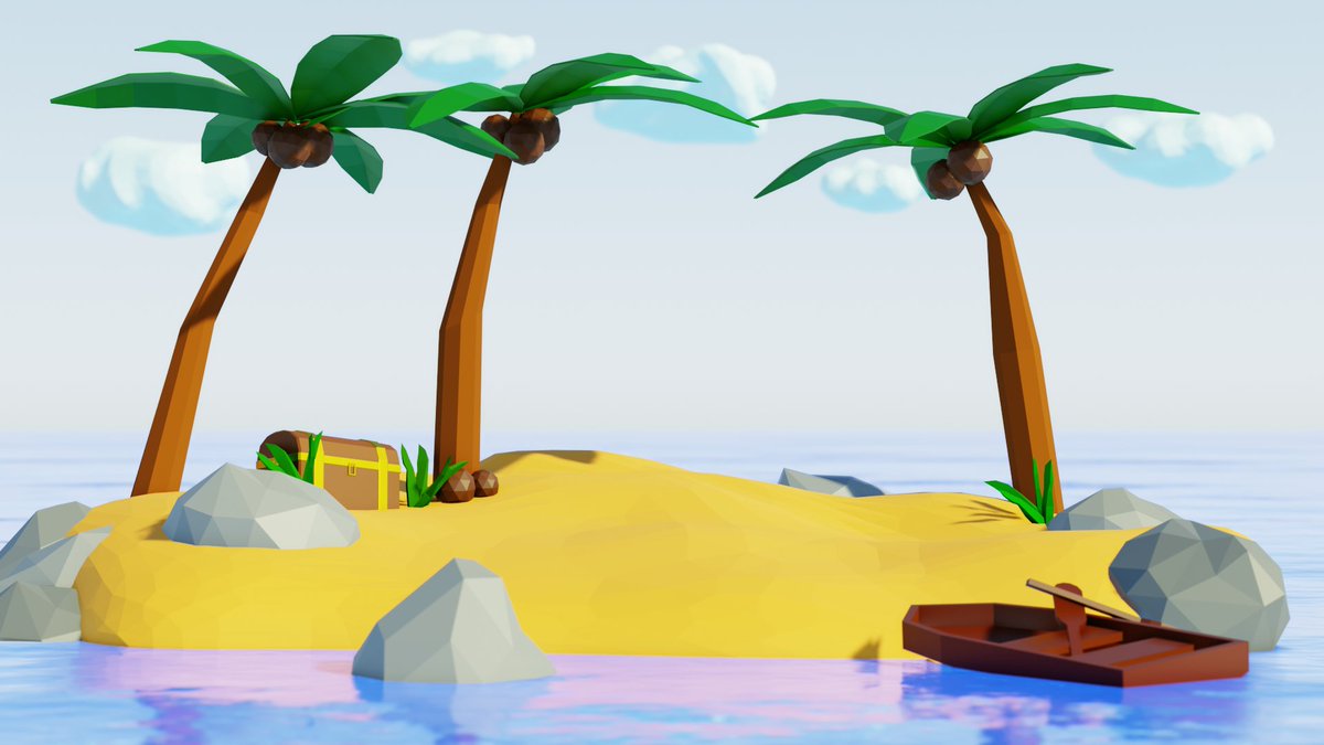 Starting to learn blender to make some lowpoly art for an upcoming mobile game. Followed a tutorial to make a low poly island by Ryan King Art.
#blender #3dmodeling