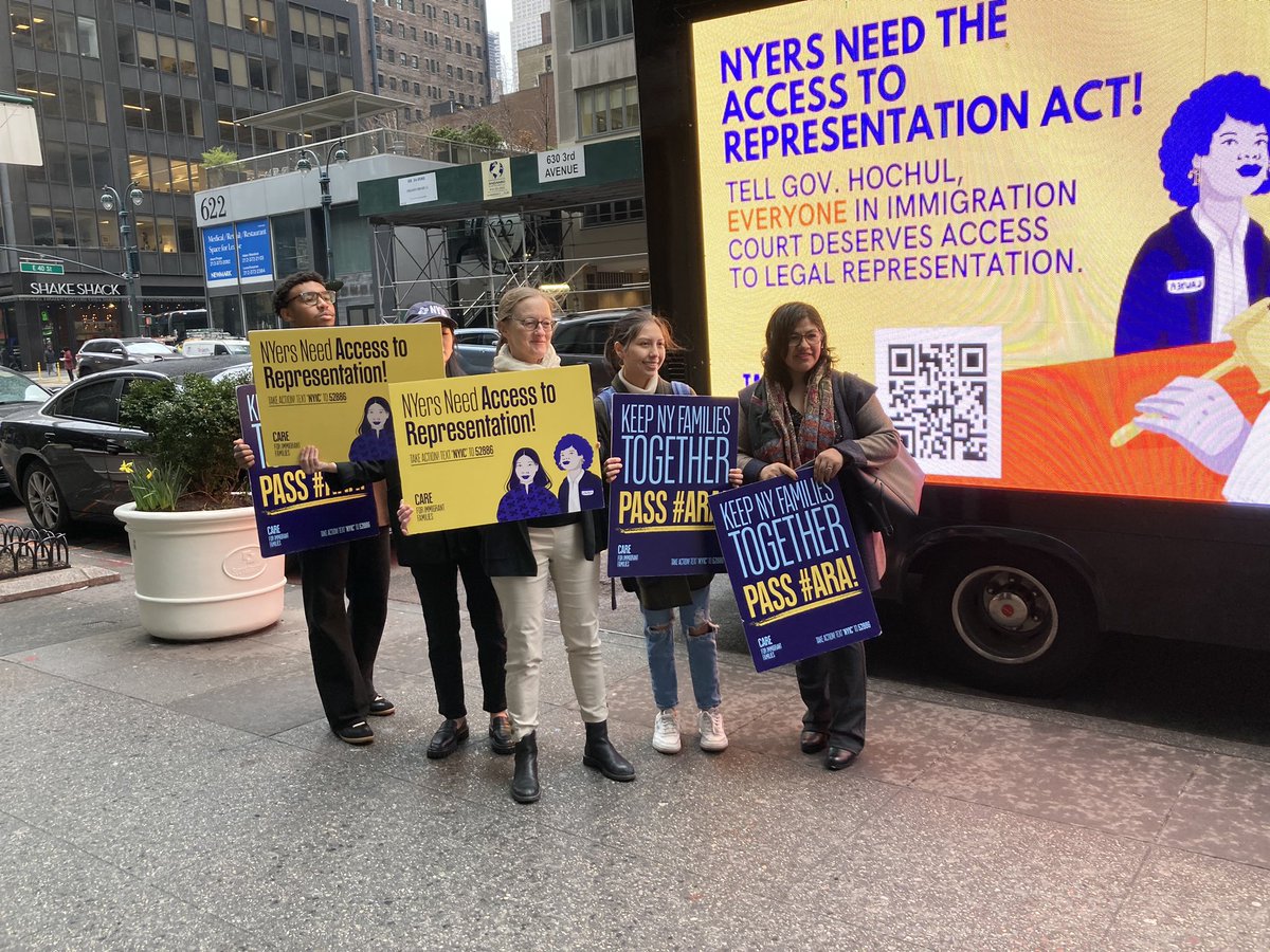 We are in front of @GovKathyHochul ‘s NYC office demanding #AccesstoRepresentationAct be included in this year’s budget. Join us by texting ‘NYIC’ to 52886.