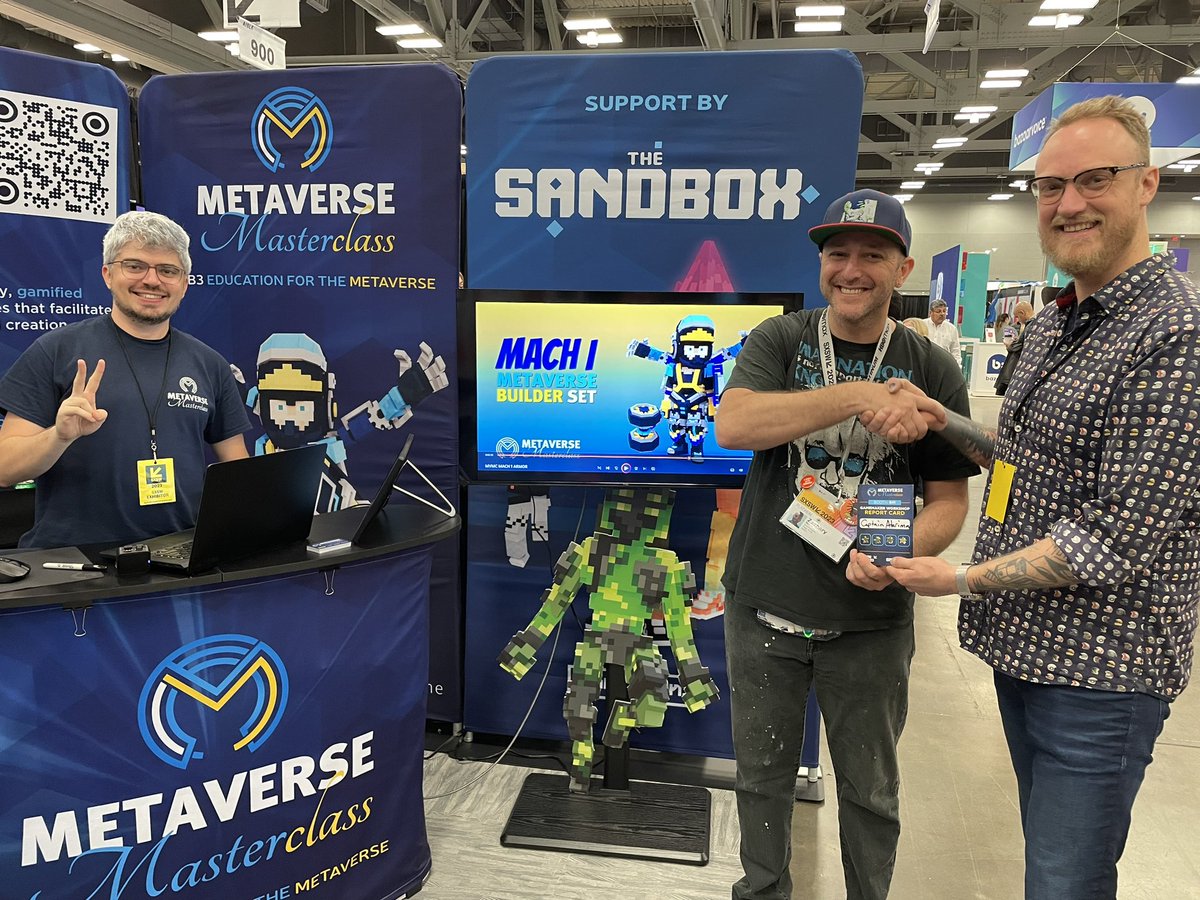 Congrats to @CaptainAtariman for being the first graduate of our primer to @TheSandboxGame metaverse at @sxsw !  Share your wallet address to claim a piece of the MACH 1 Builder Set! #sxsw2023 #decentralization #edtech @Dankoyy42 @IanCRogers
