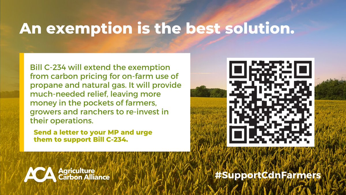 Farmers need to be economically viable to make necessary investments in environmental sustainability. That's why we need to pass #C234, which will provide the working capital farmers need to make these investments. 

Let's show our support for #CdnAg:agcarbonalliance.ca/vote-for-bill-…