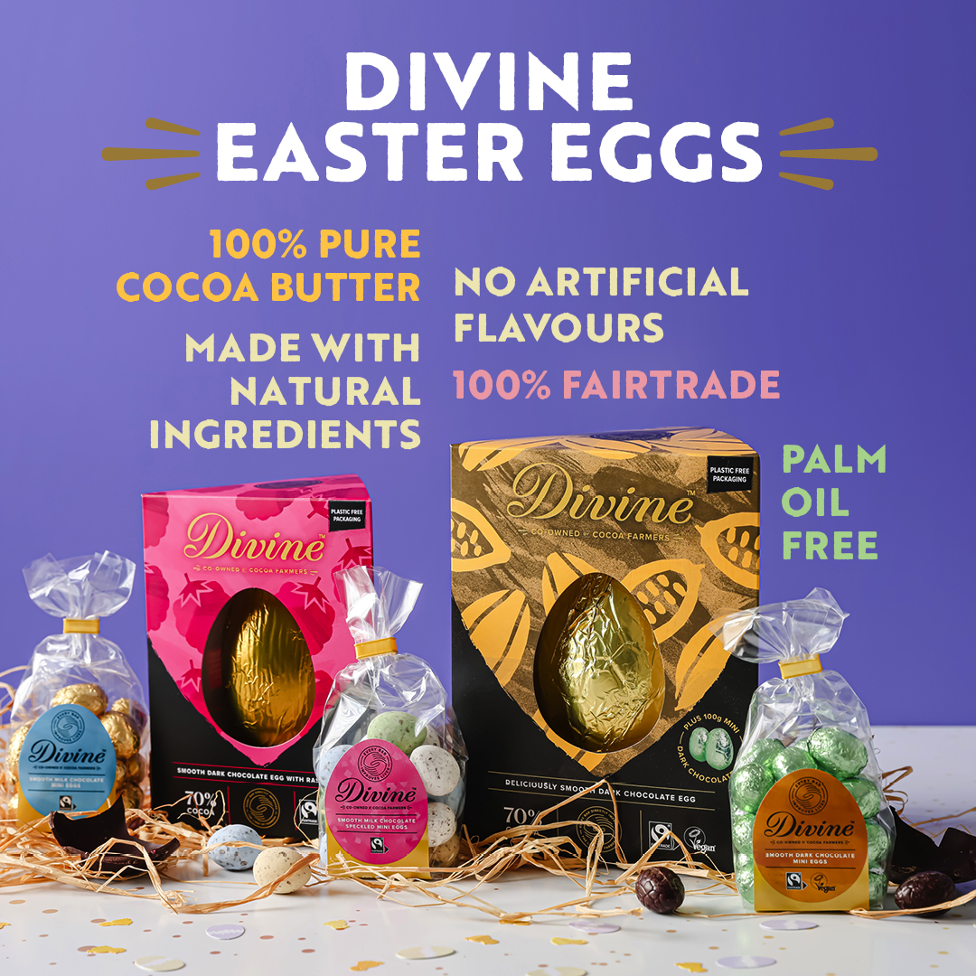 Have you seen our Easter Egg range yet? We are so proud that all our eggs are #Fairtrade, palm oil free and made with the finest quality cocoa. Oh, and they are utterly delicious! Which one will you pick? 😍 Stocked in @waitrose @Ocado @TescosUK and Divine online.