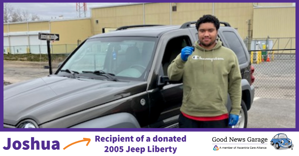 GoodNewsGarage's tweet photo. On March 7, Joshua was liberated from his transportation barriers thanks to a donated Jeep Liberty! 

People like YOU can change lives when you pass your keys to a neighbor in need! 

#ThankfulThursday https://t.co/a4bWCr47Mt