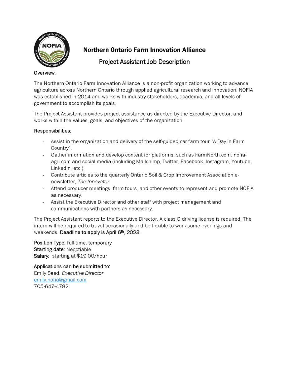 We're hiring! Check out the current opportunities available on our website. nofia-agri.com
Deadline to apply is April 6, 2023. Applications can be submitted to emily.nofia@gmail.com 

#northonag