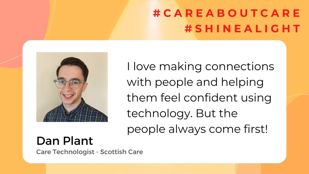 Here's Dan working with @BailliestonCare talking about why he loves working in social care #careaboutcare #shinealight
