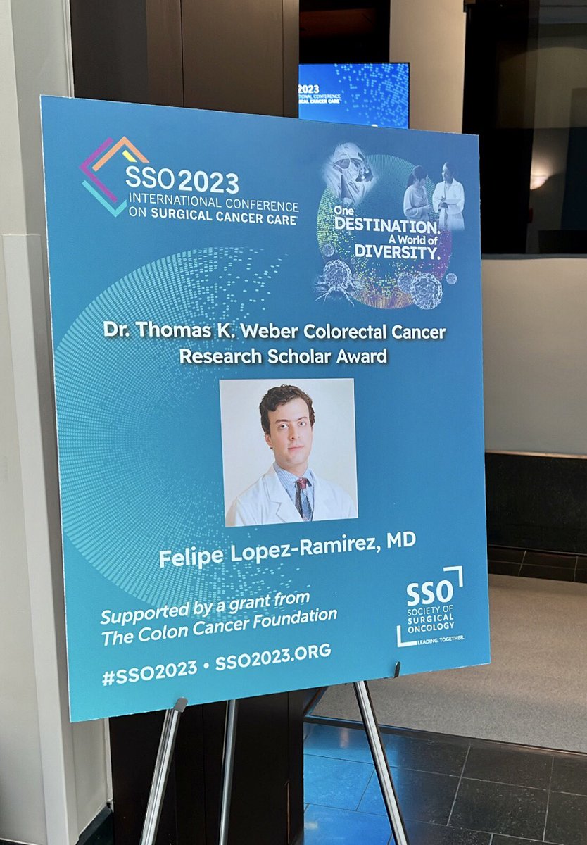 ANikiforchin's tweet image. Immensely fortunate and honored to work side by side with such a distinguished researcher and a great mind @FelipeLopezMD!
Kudos for an outstanding #SSO2023 #AppendixCancer presentation and congrats on a Dr. Thomas K. Weber #CRC Research Scholar Award!
Well deserved!

@SocSurgOnc