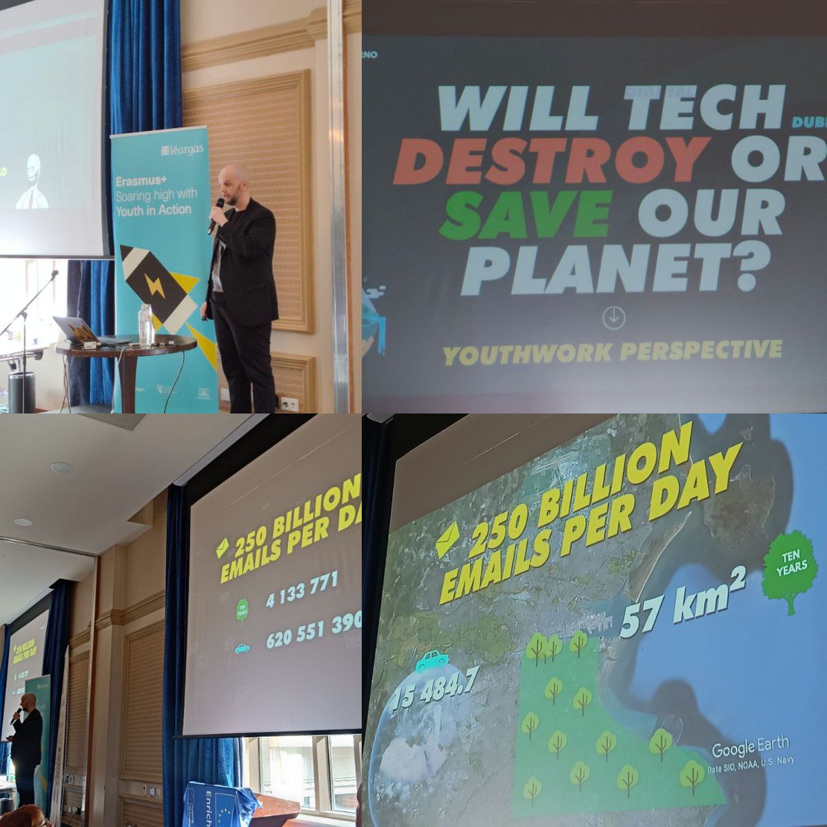 Powerful message from @socialjarno at #DYW2023 How to bring the climate change in the context of young people?  Give support to youth in the fight for change! Inform and spread awareness. Technology reuse, recycling &amp; modification are skills of the future in #youthwork as well.