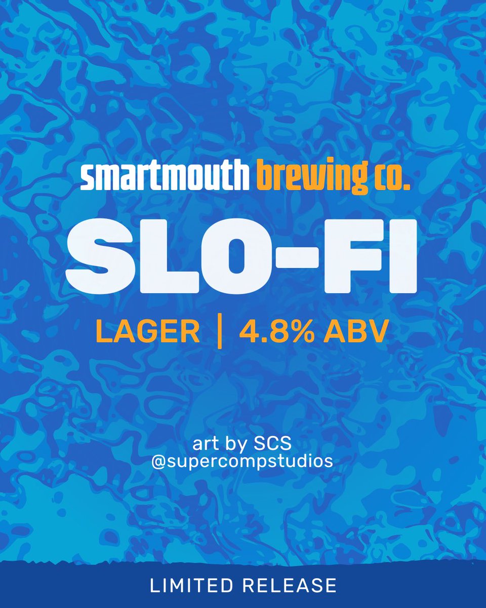 supercompstudio's tweet photo. We got to design this beer label for Something In The Water. Sip on some Smartmouth SLO-FI 😎
@smartmouthbeer @sitw 
#beer #nfk https://t.co/USx7Fg47IQ