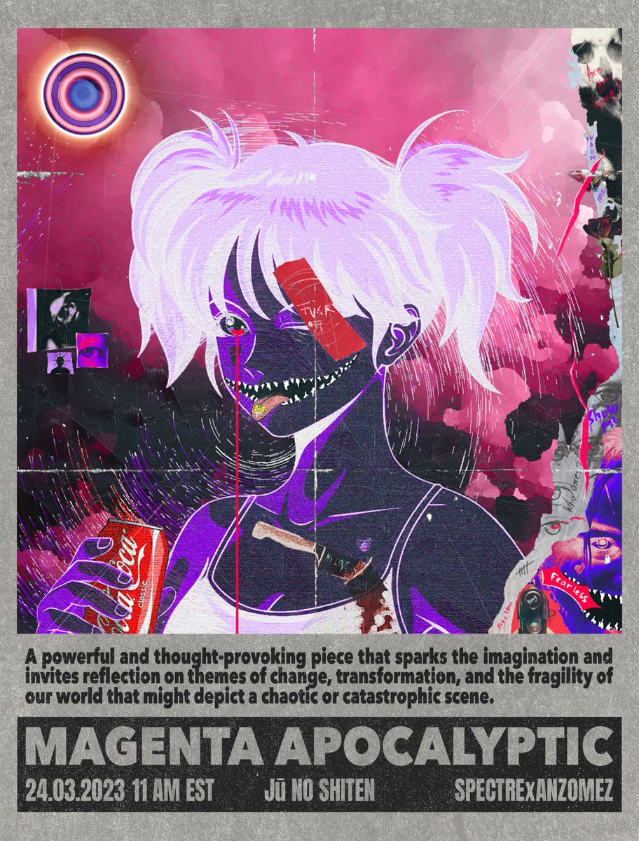 Get ready for the “Magenta Apocalyptic” with The Spectre x <a href="/anzomez/">anz</a> collaboration in Jū no shiten 1/1 collection.

Join the auction on March 24th at 11am EST and own a piece of this epic collab! Don't miss out! 🎴