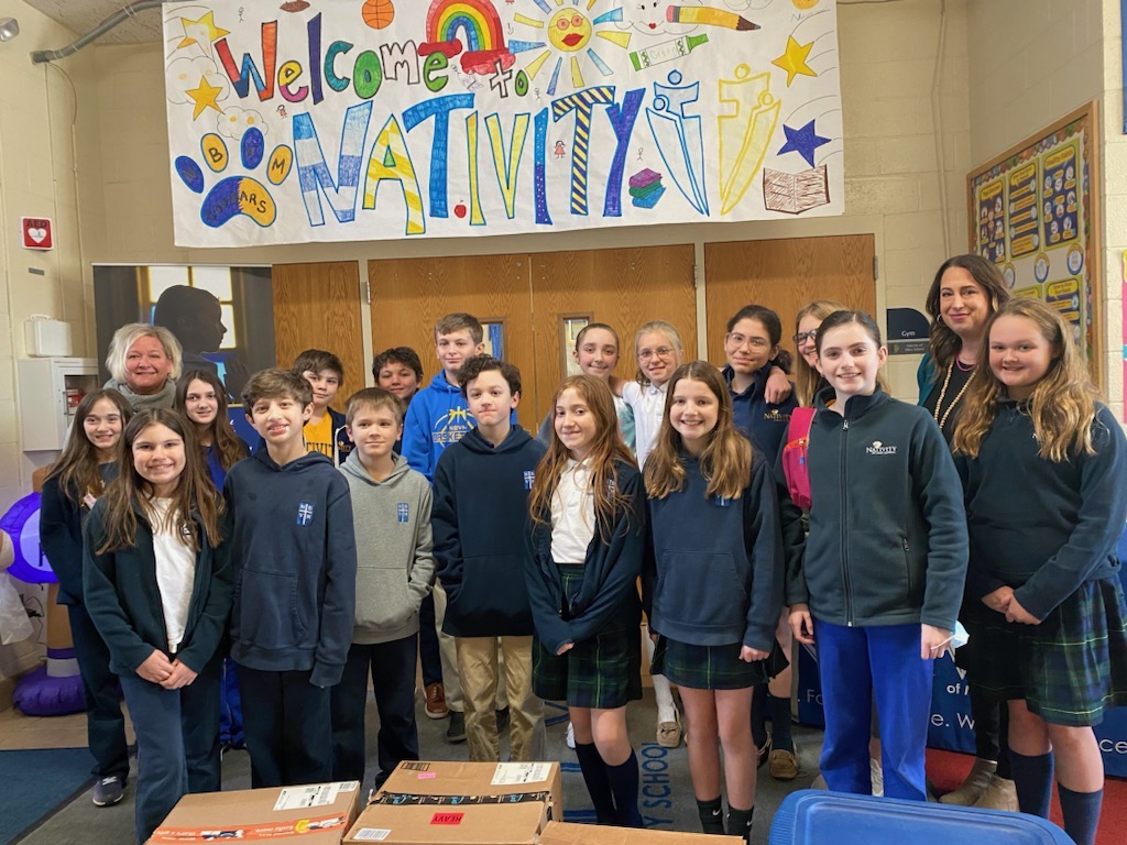 Yesterday our Case Manager was at Nativity of Mary School to receive 700 pairs of socks students &amp; families collected. Thank you to Amy for organizing this &amp; the National Elementary Honor Society service project for the supplies! We look forward to working with you in the future.