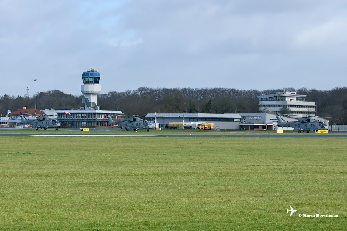 Simentweets's tweet photo. Departure NAVY750 flight formation🇬🇧  ZJ124/125/131 @845NAS Merlin HC4 from Groningen Airport Eelde to Royal Naval Air Station Yeovilton.  Fuel stop⛽ at RAF Wattisham https://t.co/XbjKUBVX7c