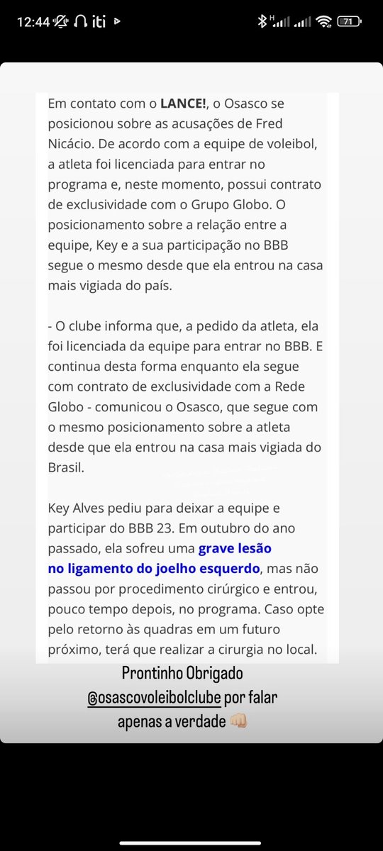 adaotuita's tweet photo. Posicionamento do @OsascoVC após mentira de Nicácio! https://t.co/yRhhHWLQSi