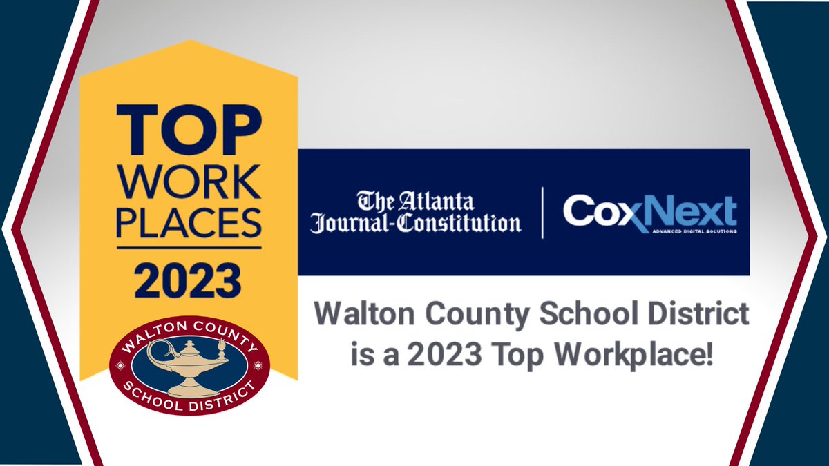 WCSD_GA's tweet photo. We are thrilled to share that WCSD has been awarded a Top Workplaces 2023 honor by @ajc! Only 175 companies made this year’s list, which included Fortune 500 giants, startups and nonprofits. Visit https://t.co/CeGllS51P3 for more. #whywalton https://t.co/Hk5joiU9Xm