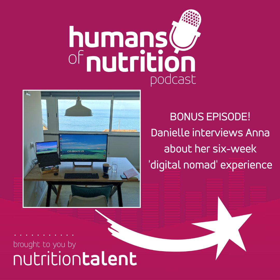 NutritionTalent's tweet photo. NEW EPISODE! Covid has undoubtably brought dramatic changes to the workplace, including the rise of working as a #digitalnomad. Our Co-Founder Anna recently had a taste of this lifestyle. In this episode Danielle grills her on her experience. https://t.co/HcZprVRjca https://t.co/GHBjGlj5NU