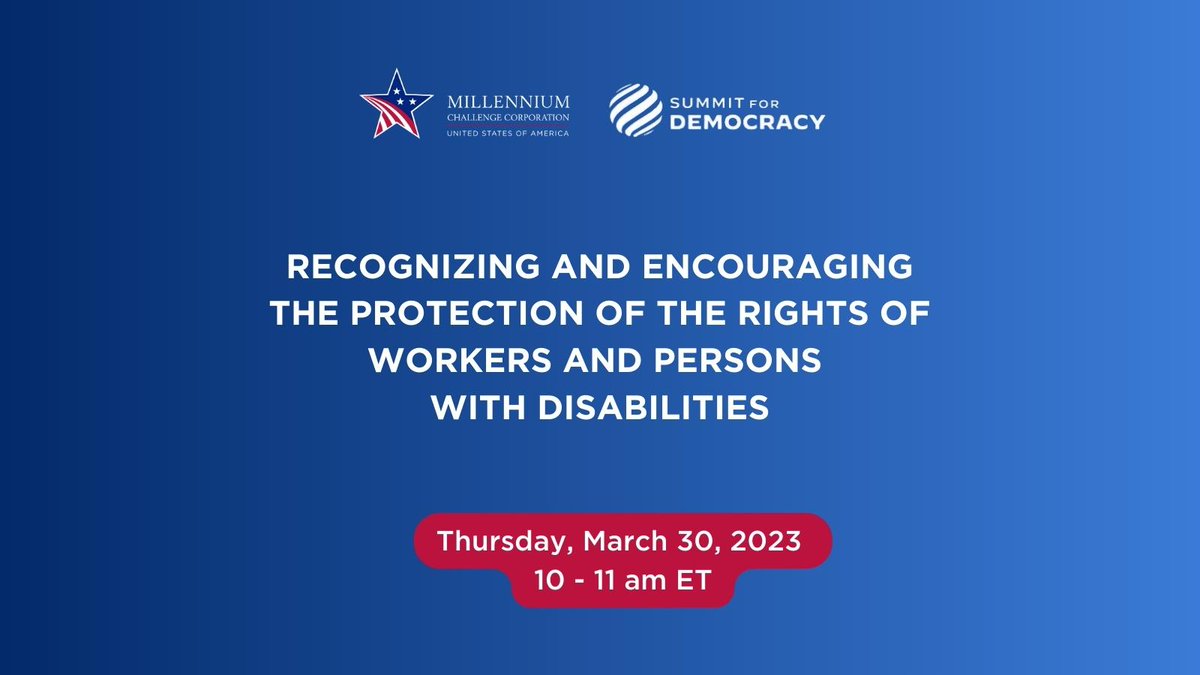MCC_DCEO_Bah46's tweet photo. .@MCCgov recently added to our scorecards an Employment Opportunity indicator to measure disability rights &amp; forced labor. 

Join us next Thurs. as we discuss how it can encourage global labor reforms w/ int'l labor rights groups &amp; disability orgs. RSVP: https://t.co/YAohPMMsnM https://t.co/ti69CULVRI