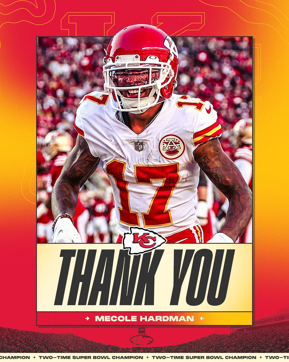 Chiefs's tweet photo. It's been a heck of a run, @MecoleHardman4. Thank you for everything! ❤️ https://t.co/JKtP8bJTOZ