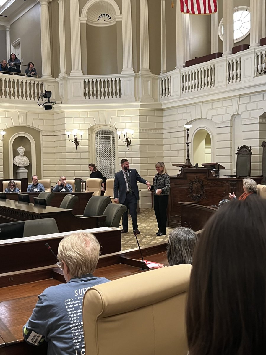 JulianCyr's tweet photo. The islanders are in the State House! 250 Martha’s Vineyard &amp; Nantucket community members traveled over land and sea today to advocate for a local option transfer fee on luxury real estate to fund local housing needs. TY @KarenSpilka &amp; @LydiaMEdwards for speaking with us. https://t.co/DFUT2f1kja