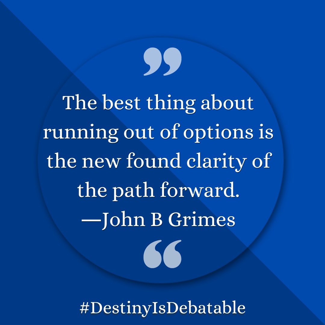 ambblind's tweet photo. The best thing about running out of options is the new found clarity of the path forward.
βJohn B Grimes
#amblind #podcast #tremendous #vip #blind #ally #LowVision #meningitis #survivor #DontWait #WreckEm #DestinyIsDebatable #quote #quotedaily #Motivation #LetsGo #QuoteOfTheDay https://t.co/7KkR8TBG6W