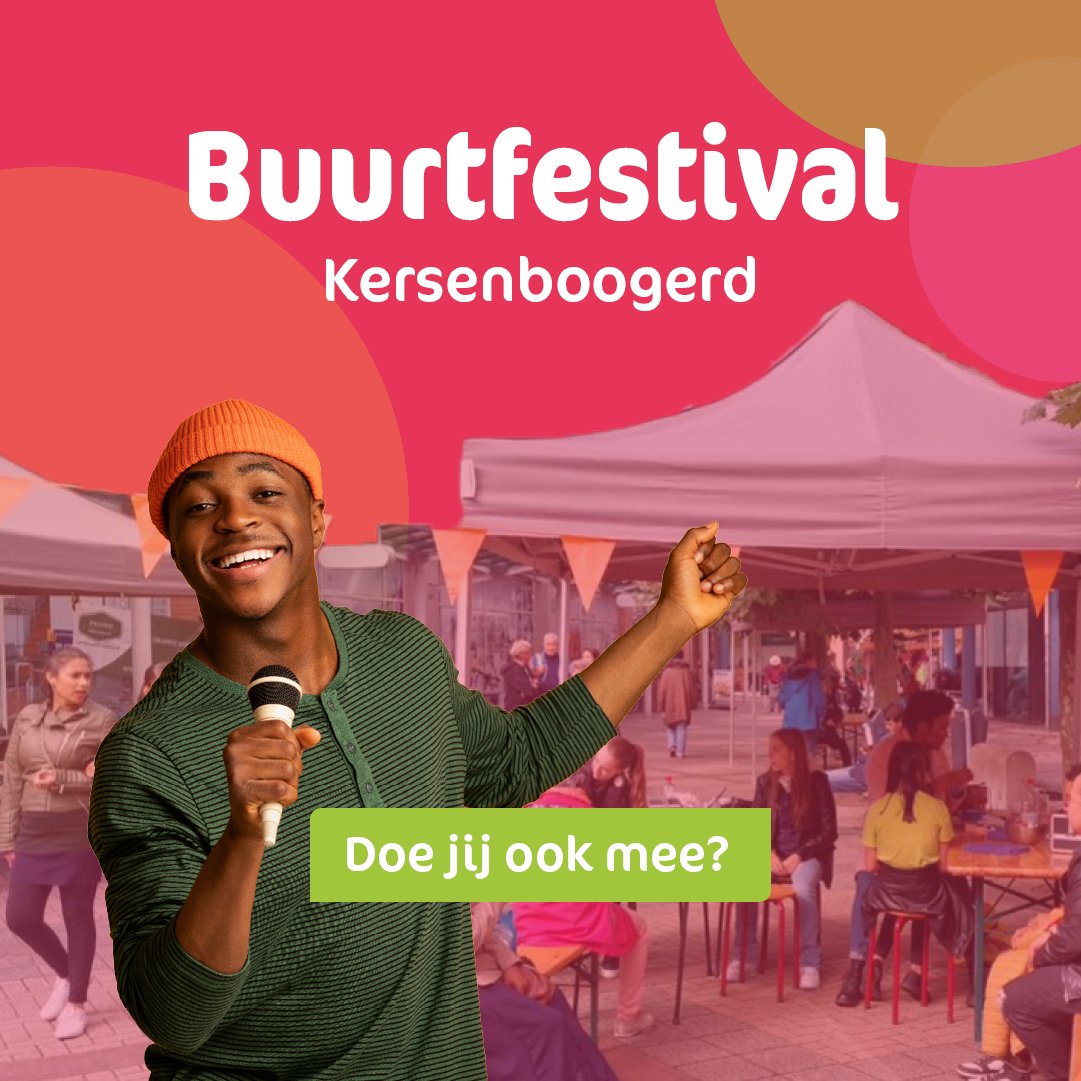 Het Buurtfestival komt er weer aan op zaterdag 13 mei! Wil je jouw kunsten of talenten laten zien of horen? Meld je dan nu aan: vooreenmooiestad.nl/projects/buurt…  

#Buurtfestival #Kersenboogerd🎤💃