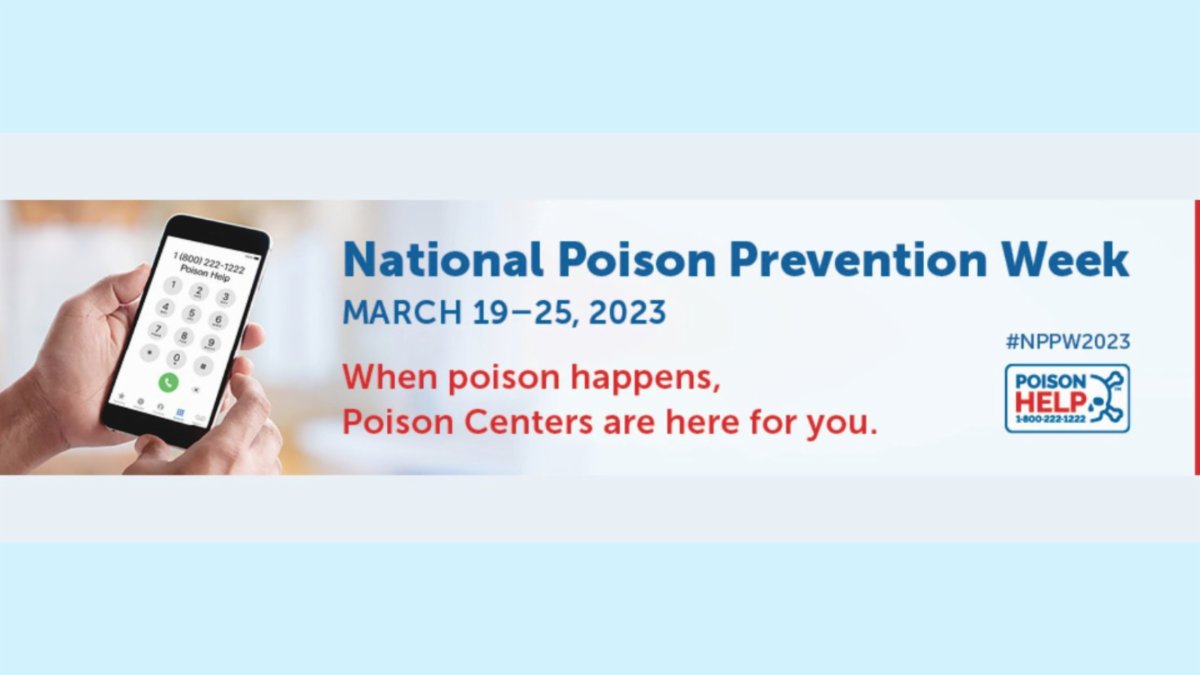This week is National Poison Prevention Week. From bee stings, snake bites, household cleaner ingestion, and more, calling 1-800-222-1222 will help you! aapcc.org

#NPPW2023 #poisonawareness #NPPW #NPPW23 #preventpoison #homesafety #everyminutecounts