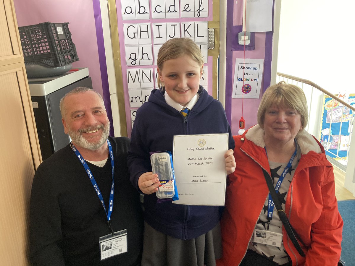 HolySpiritWA9's tweet photo. Congratulations to our #Year5 Times-table Bee winner, Mila 🐝 Well done to Jakub, who was a very worthy runner up! #Maths #WorldMathsDay https://t.co/mpJZ8PYoJK