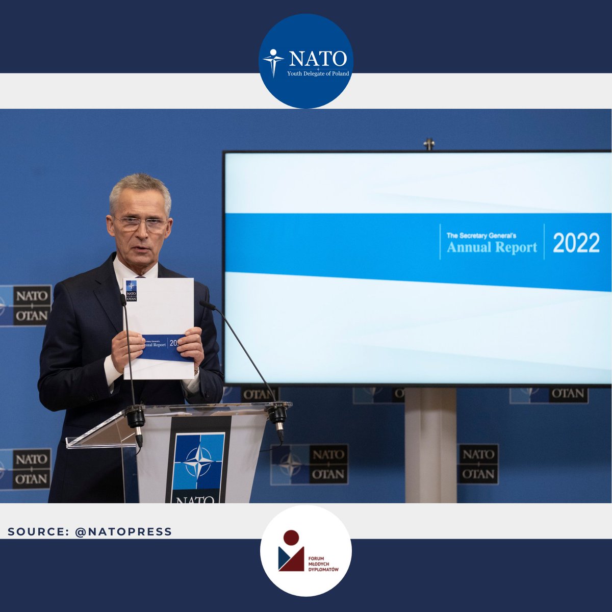 22.03 Sekretarz Generalny <a href="/jensstoltenberg/">Jens Stoltenberg</a> przedstawił Roczny Raport #NATO za 2022 r. Dokument podsumowuje ubiegłoroczną działalność Sojuszu i zawiera m. in. dane dot. poparcia obywateli państw sojuszniczych wobec ich członkostwa.
Informacje o raporcie:
bitly.pl/jU9QQ
