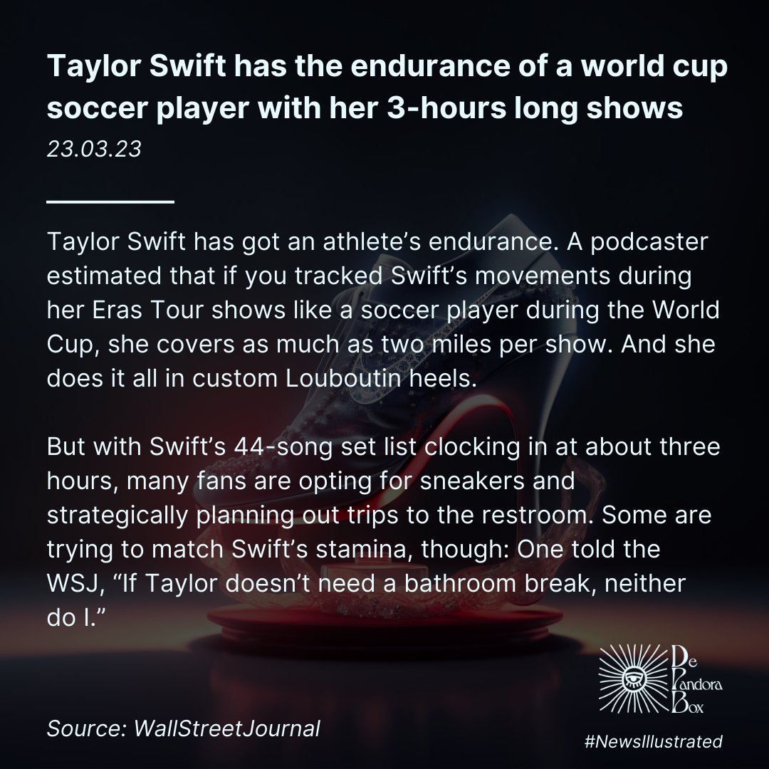 Taylor Swift has the endurance of a world cup soccer player with her 3-hours long shows  
wsj.com/articles/taylo…