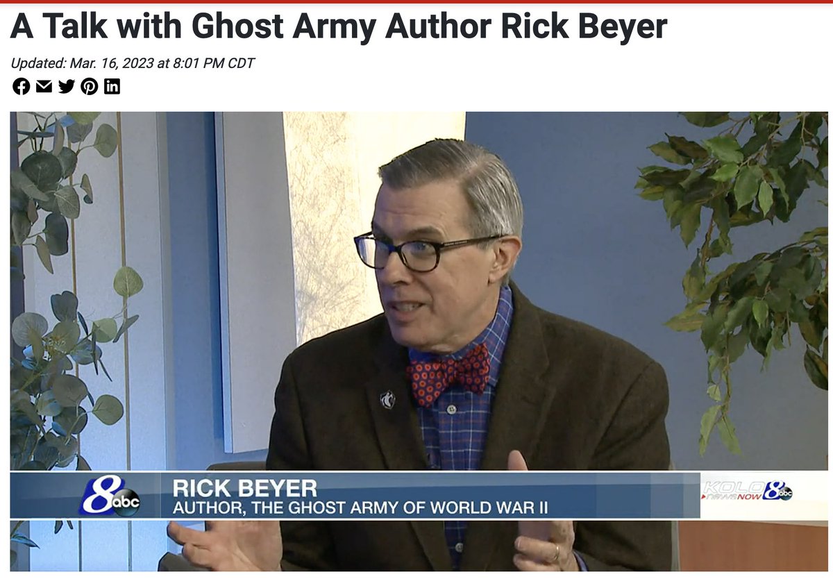 AmbroseTours's tweet photo. Check out the interview SAHT historian Rick Beyer recently gave about the Ghost Army of WWII. His Ghost Army tour is in September 2023. Sign up now! #SAHT #WWII #GhostArmy #RickBeyer #1HistoryTourCompany
https://t.co/S1X6nuPvfd https://t.co/39nUXuLGQm