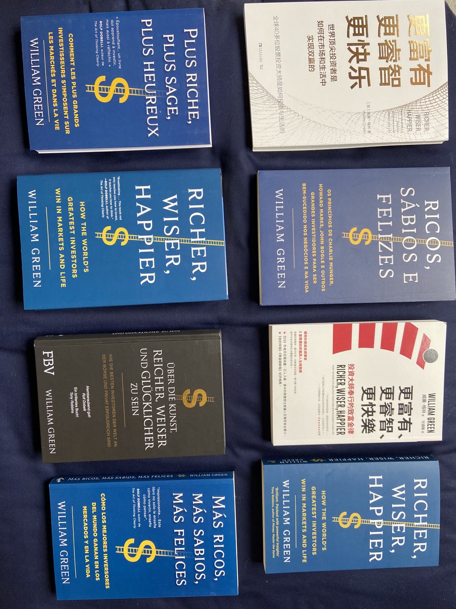 After 5 years of toiling away to write #RicherWiserHappier, it’s thrilling to behold these 8 different editions of the book. At last count, it’s being translated into 22 languages, from Turkish to Estonian, Hebrew to Japanese! Thanks to everyone who’s helped it to take flight.