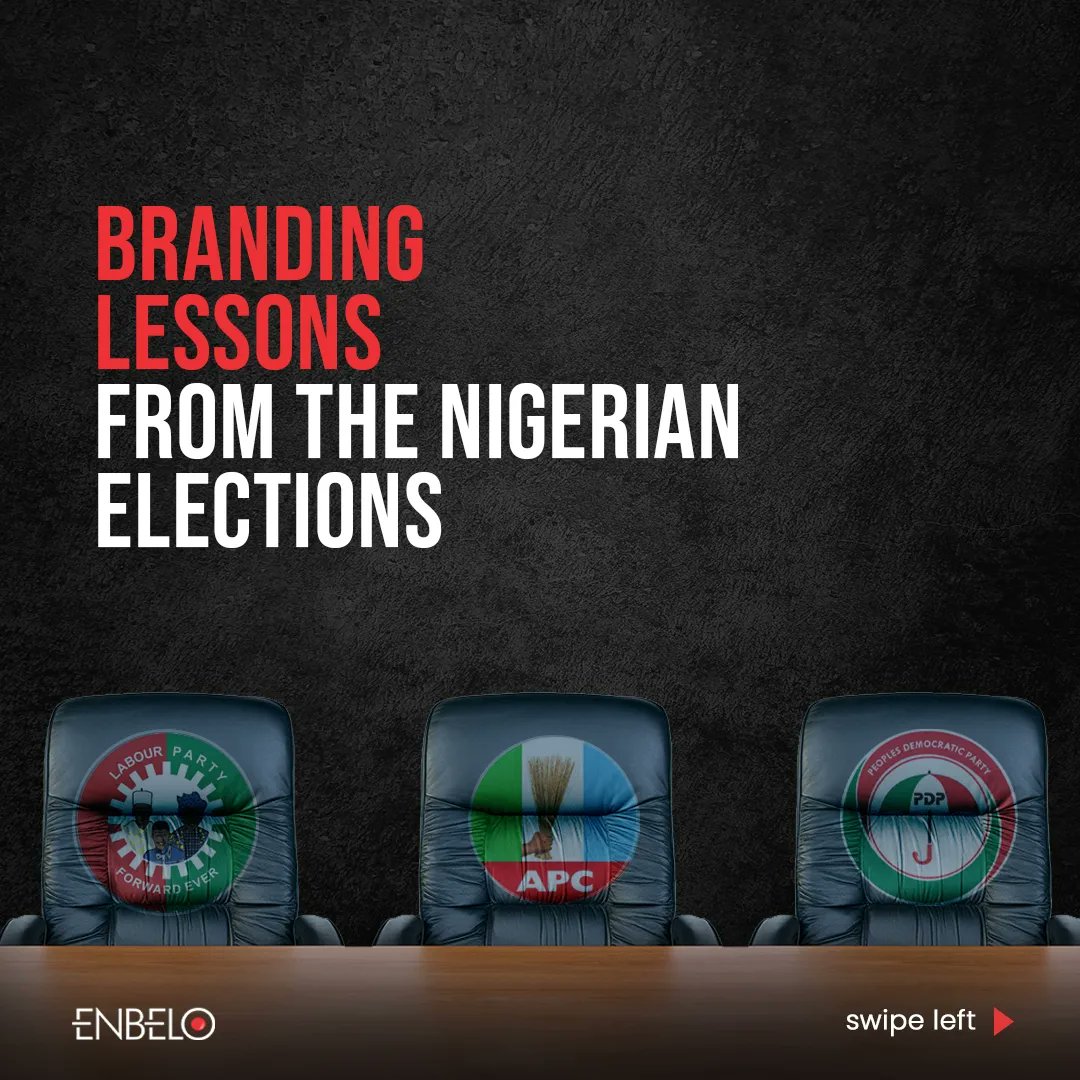 EnbeloCompany's tweet photo. The just concluded Nigerian Elections provided some valuable branding lessons that businesses can learn from. Here are 7 lessons we got....

#NigerianElections #BrandLessons #Branding #BusinessGrowth #CreativeAgency  #enbelo https://t.co/fiuCvf8zwc