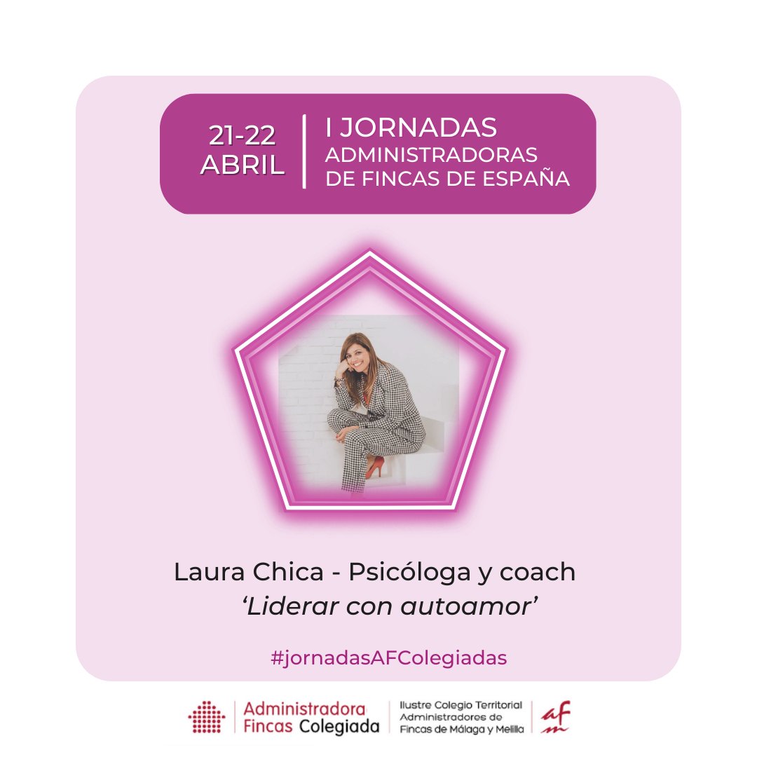 CAFMalagaES's tweet photo. ¿Conoces el programa que tenemos preparado para las #jornadasAFColegiadas?
@Laura_Chica, especialista en psicología positiva, gestión y desarrollo del talento nos acompañará con su🎙️ponencia ‘Liderar con autoamor’.
¿Te vienes? ➡️https://t.co/7o2k6Ct1uO
#AFColegiados
#CAFMálaga https://t.co/gi9bb1wyY5