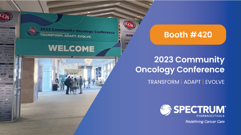 Hello from the COA Meeting. Spectrum is at booth #420, stop by and learn more about our FDA-Approved product.

#COA23  #SpectrumTeam  #CancerCare