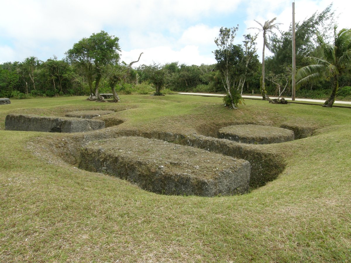 guammuseum's tweet photo. The largest standing latte in the Marianas can be found in Tinian at the Guma'Tåga. But the largest known latte are at the As Nieves Quarry in Rota. These latte were carved but never unearthed and the largest of which would have been 25 feet high if it had been erected. https://t.co/qBsuPy5WH8